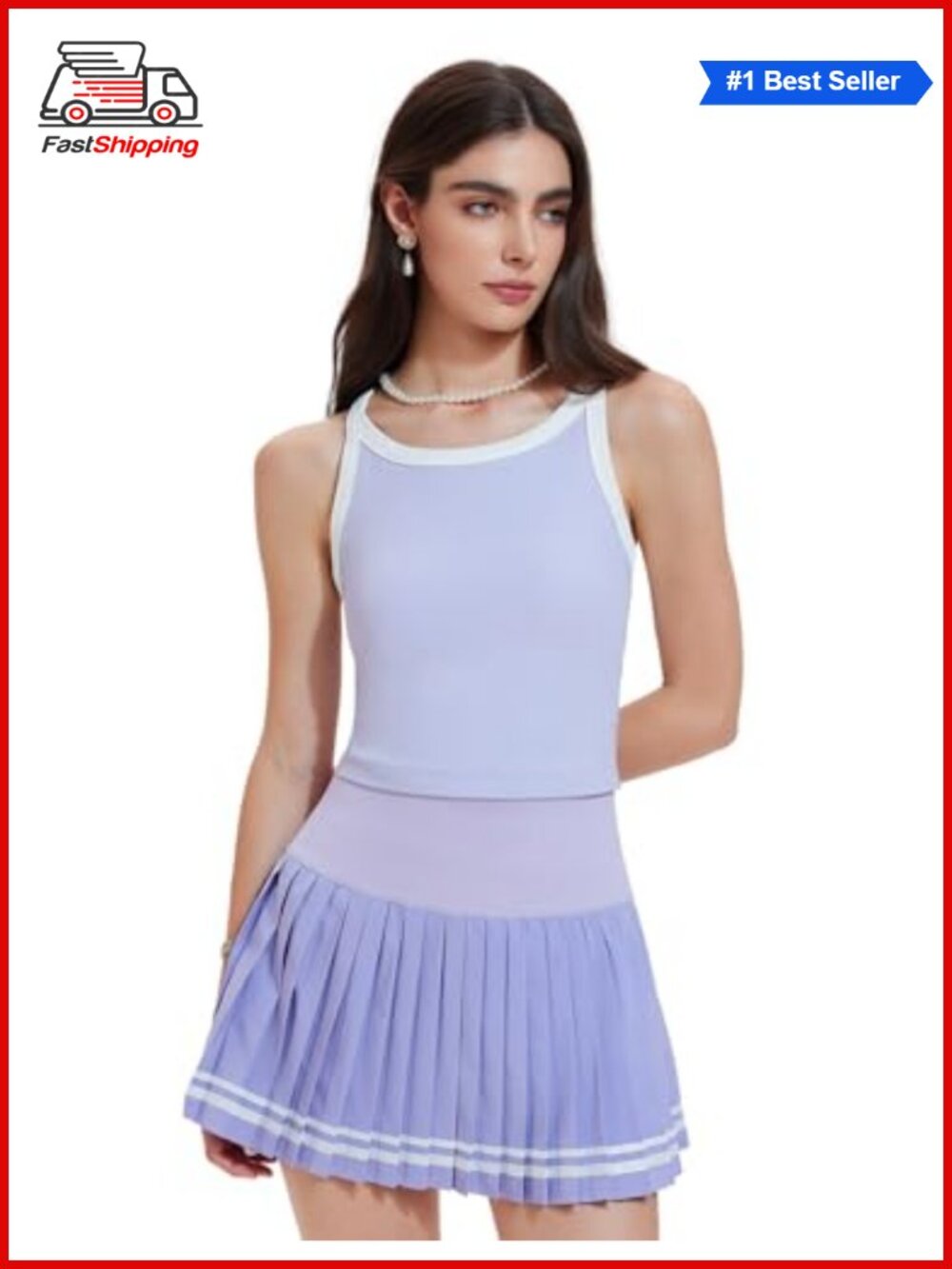 ✨ Women's Tennis Skirt Set 2 Piece Racerback Tank & Pleated Skort Golf